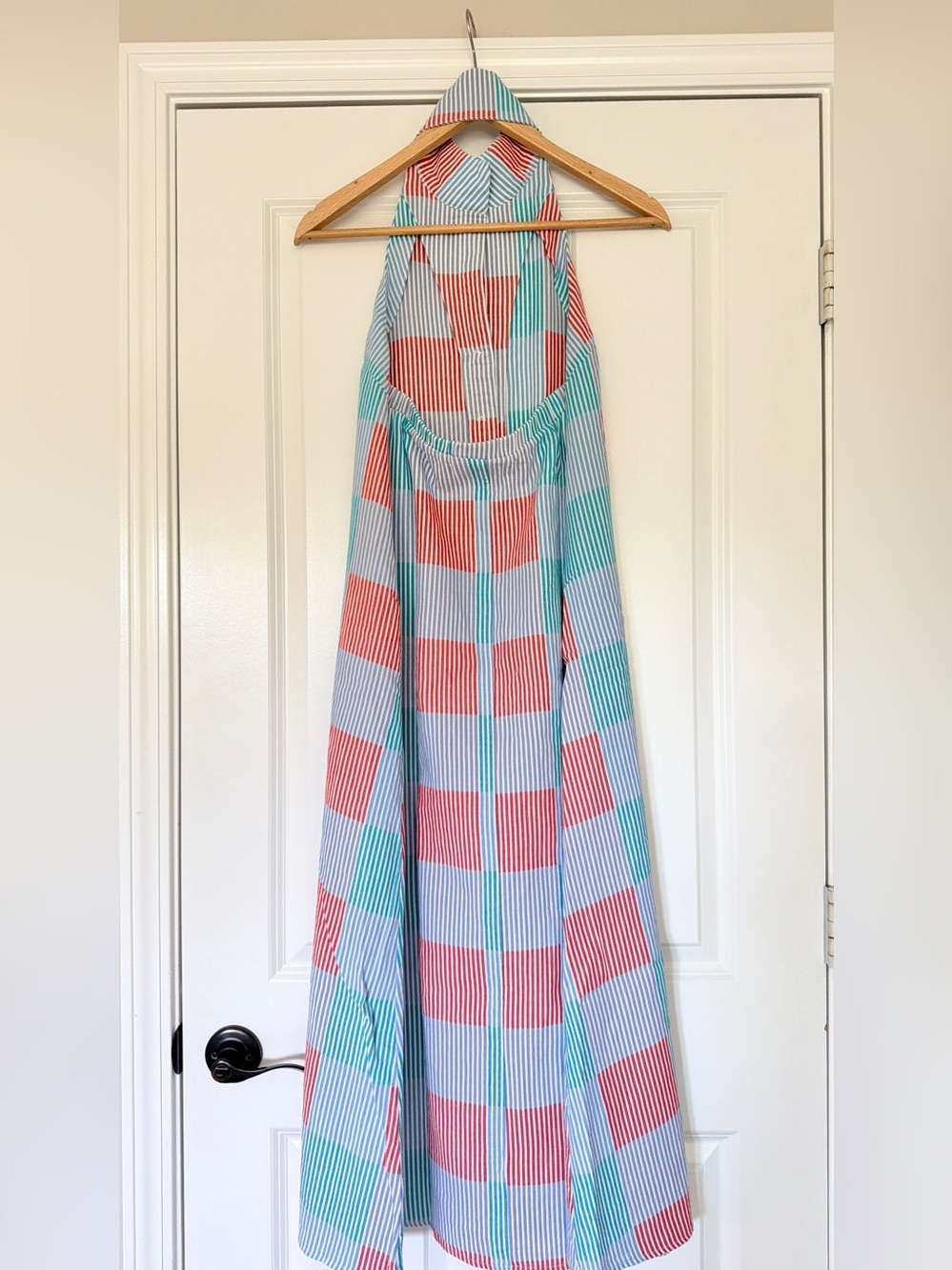 New Tuckernuck Madras Jagger Patchwork Stripe Check Halter Maxi Dress Size XS - Picture 6 of 8
